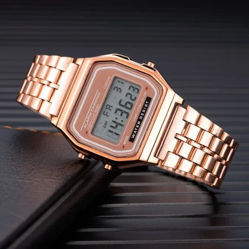 Relojes femeninos de lujo de silicona oro rosa