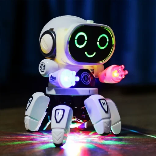 Robot musical y bailarin con luces LED y 6 garras juguete didáctico e interactivo para niños. ¡Regalo perfecto para niños!