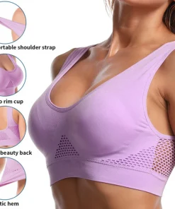 Sujetador deportivo sin costuras de mujer de malla, para gimnasio, running, ropa interior, antichoques, inalámbrico, 6XL, talla grande, parte superior corta transpirable, sujetador de yoga