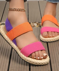 Sandalias elásticas planas antideslizantes anticorrosivas multicolor a la moda para mujer