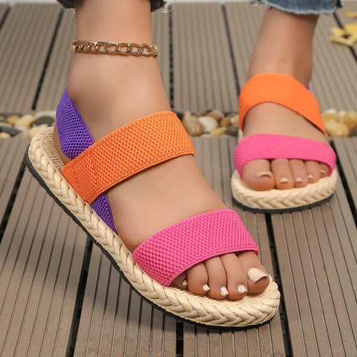 Sandalias elásticas planas antideslizantes anticorrosivas multicolor a la moda para mujer