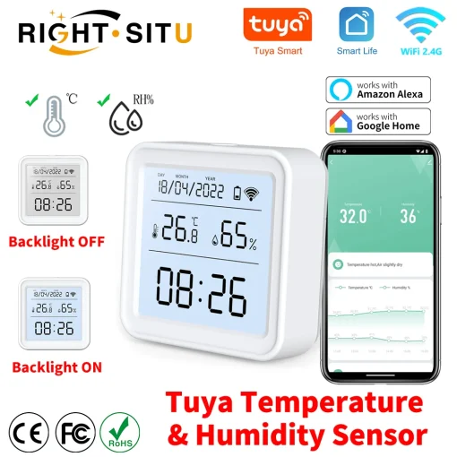 Sensor higrómetro termómetro tuya wifi inteligente