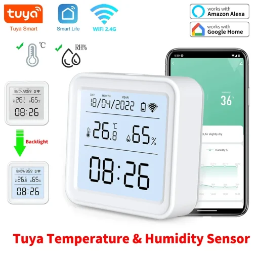 Sensor inteligente de temperatura y humedad Tuya WiFi