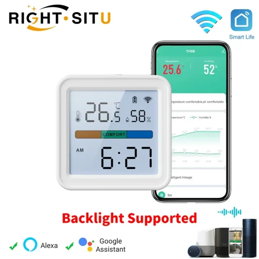 Sensor inteligente de temperatura y humedad WiFi Tuya