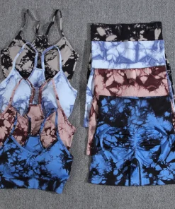 Sets de pantalones cortos deportivos para gimnasio de verano Tie Dye