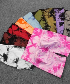 Shorts de yoga push-up sin costuras con efecto tie-dye