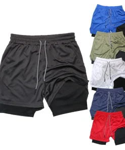 Shorts deportivos 2 en 1 para gimnasio y fitness, para hombre