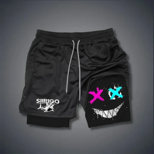 Shorts deportivos transpirables de doble capa para hombre