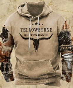 Sudadera con capucha gráfica Yellowstone para hombre