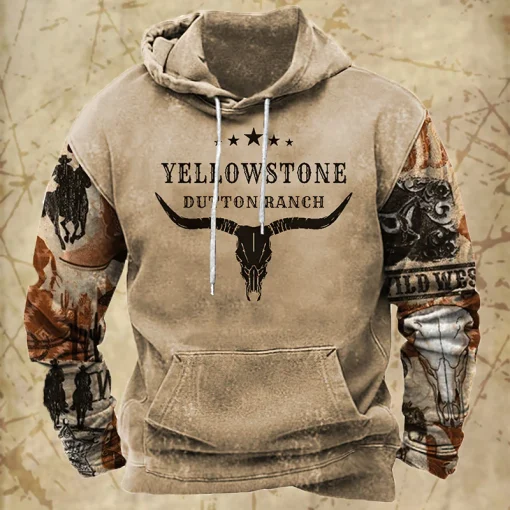 Sudadera con capucha gráfica Yellowstone para hombre