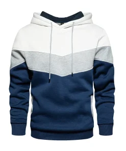 Sudadera con capucha patchwork para hombres