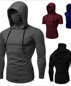 Sudadera fina con capucha y máscara para hombre