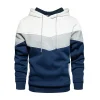 Sudadera masculina con capucha de patchwork informal