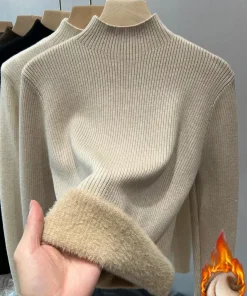 Suéter de cuello alto cálido de invierno para mujer, elegante