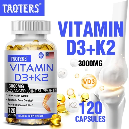 Suplemento TAOTERS de vitamina D3+K2 sin OGM para fortalecer articulaciones, huesos y sistema inmune