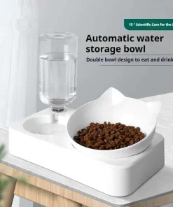 Tazón doble para agua y comida para perros y gatos