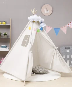 Tienda tipi para niños, tipi infantil portátil, carpa cabaña, decoración luces LED