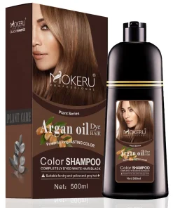 Tinte champú permanente para cabello castaño orgánico Mokeru