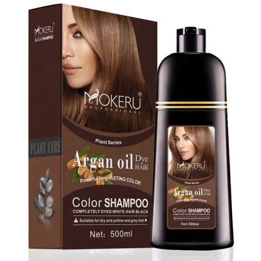 Tinte champú permanente para cabello castaño orgánico Mokeru