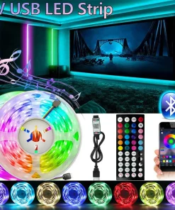 Tira LED RGB USB de 50 cm, APP 44 teclas, Dormitorio, Salón, Cocina, Decoración E-sports, Luz de noche