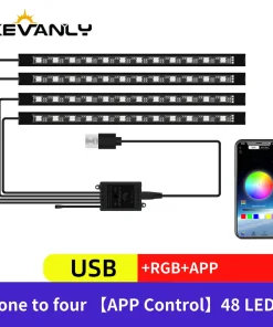 Tira de luz de música para coche LED de 50 caracteres RGB