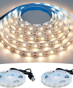 Tiras LED USB de 5 V de CC, 5 m luz de tira LED blanca cálida 2835