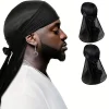 Turbante de Durag sedoso unisex de cola larga y sombrero pirata