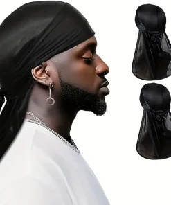 Turbante de Durag sedoso unisex de cola larga y sombrero pirata