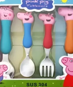 Vajilla de Cerdito Peppa Tenedor Cuchara Juguete Muñeca George Papá Mamá Patrón Dibujos Regalo Niños