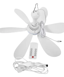 Ventilador de techo silencioso de 6 aspas con USB, control remoto