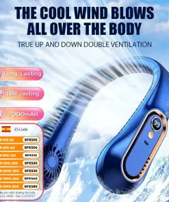 Ventilador portátil Lazy silencioso sin aspas para el cuello y oficina con pantalla digital