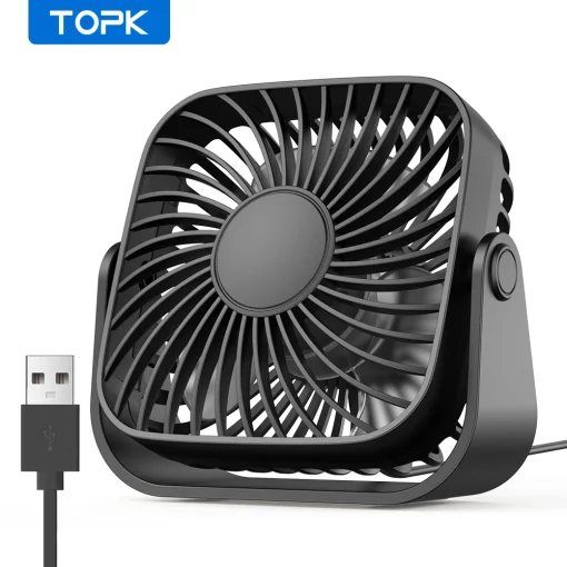 Ventilador portátil TOPK de 10 cm y USB para acampar