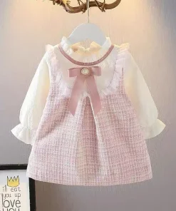 Vestido holgado largo de manga larga con falda para niñas, ropa nueva de estilo coreano, primavera