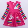 Vestido manga larga unicornio niñas otoño bordado 81035