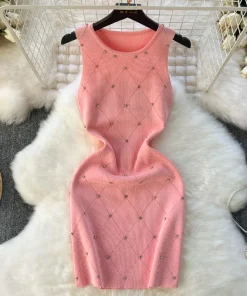 Vestido sin mangas de punto ceñido de verano para mujer