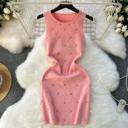 Vestido sin mangas de punto ceñido de verano para mujer