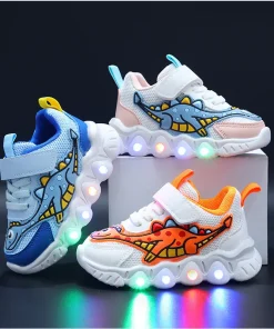 Zapatillas casuales LED para niños con dibujos animados, para niño, zapatillas de deporte, zapatillas transpirables de malla, zapatos iluminados para bebé, zapatos de tenis