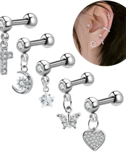 1 Aro Piercing Cartílago Cristal Oreja Tragus