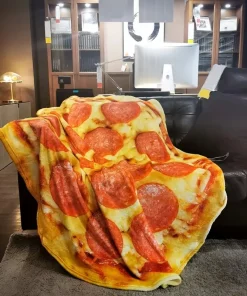 1 Manta de franela suave y cálida con estampado de pizza