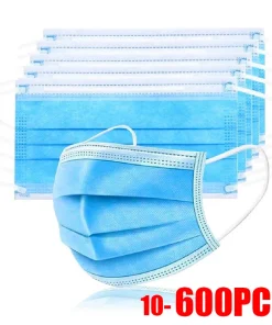 10-600 Mascarilla desechable azul de 3 capas para adultos