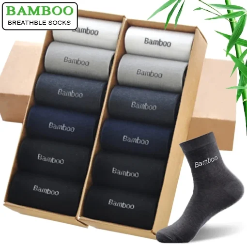 10 pareslote calcetines de bambú para hombre transpirables