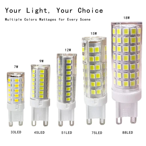 10Pcs G9 LED Lámpara 7W 9W 12W 15W