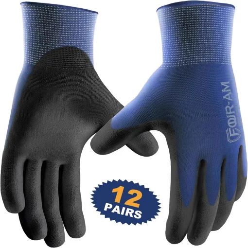 12 pares de guantes de trabajo ultrafinos recubiertos de PU