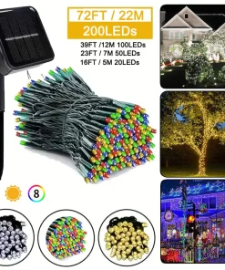 12M 8 Modos Cadena LED Solar