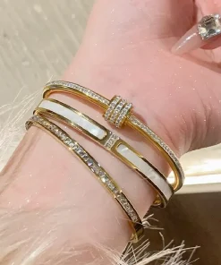 1Pulsera chapada en oro con circonita de acero inoxidable de titanio