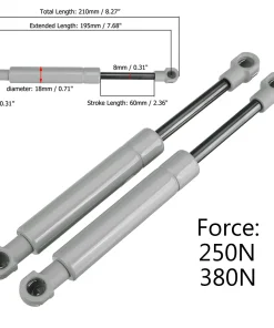 2 Amortiguadores Universales para Capó 250N 380N 195mm