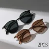 2 pares por juego de gafas de sol redondas pequeñas para mujer Gafas de sol de ojos de gato estrechas y lindas vintage para hombre