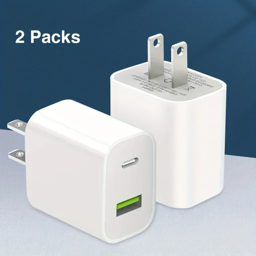 2 unids blanco carga rápida para iPhone 20W