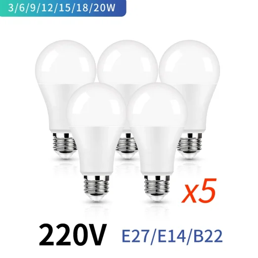 5 Uds. Bombillas LED E27 E14 de 3 W 6 W 9 W 12 W 15 W 18 W 20 W