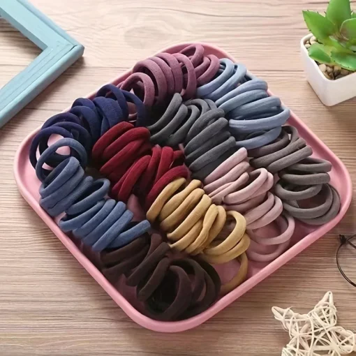 50 piezasjuego nuevos coleteros básicos de nailon de color caramelo para mujer y niña